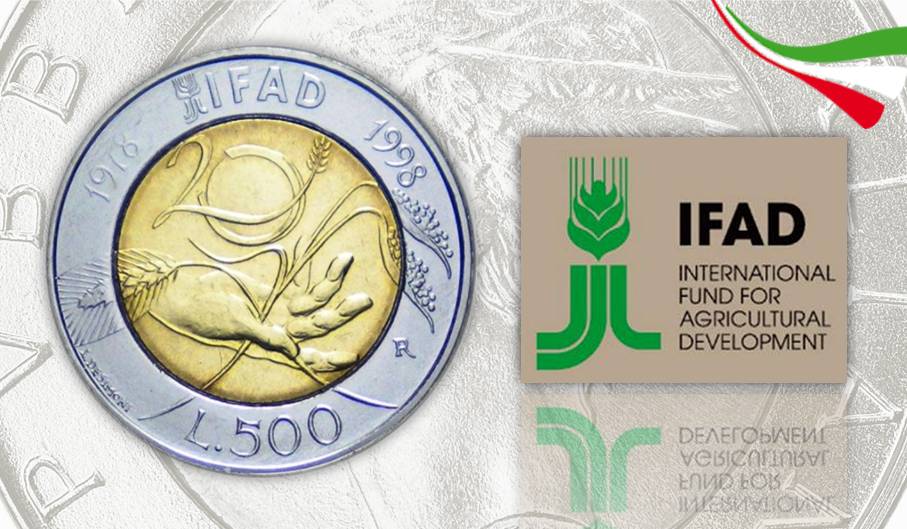 Bello e poetico il rovescio delle speciali 500 lire del 1998 per i vent'anni dell'IFAD, agenzia ONU per lo sviluppo agricolo dei paesi poveri