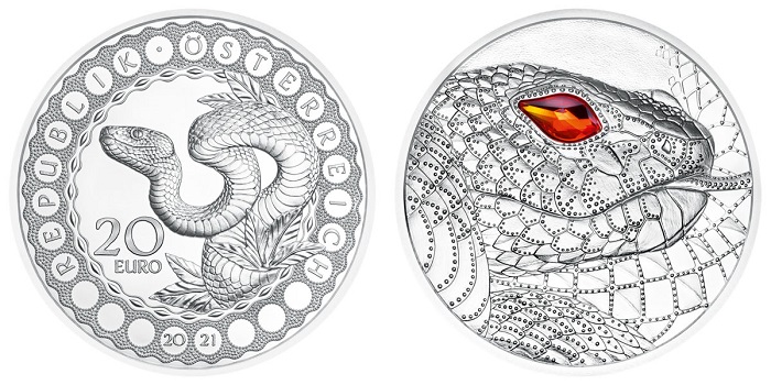 I 20 euro in argento del 2021 hanno esaltato il serpente, animale creatore nella mitologia aborigena di molti popoli dell'Oceania