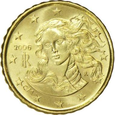 I 10 centesimi di euro italiani con il ritratto botticelliano di Simonetta Vespucci come Venere