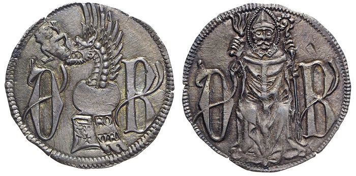 La rarissima e criptica tessera in argento, circolata anche come moneta, che apparve dopo la morte di Bernabò Visconti nel 1385: fu immediatamente fatta ritirare per ordine di Gian Galeazzo