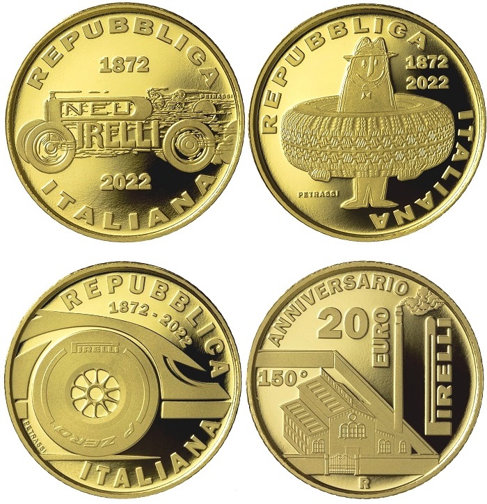 Il trittico in oro proof delle monete italiane dedicate alla Pirelli: stando al mercato, pur essendo all'insegna della velocità queste auree pezzature non stanno "correndo" affatto