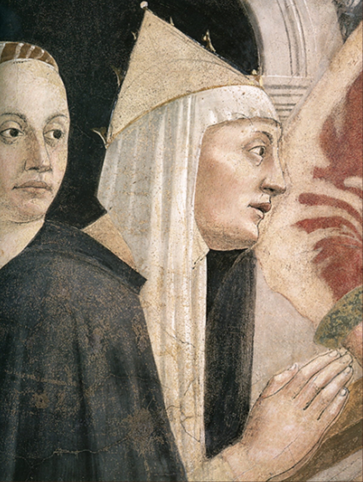 Sant'Elena in preghiera dipinta da Piero della Francesca nel ciclo di affreschi "La leggenda della Vera Croce" ad Arezzo