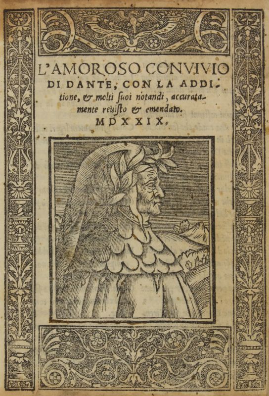 Frontespizio di un'edizione cinquecentesca del "Convivio" di Dante Alighieri, opera in cui il poeta cita le santalene, misteriose monete...