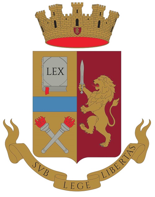 Lo stemma araldico della Polizia di Stato con il motto SVB LEGE LIBERTAS