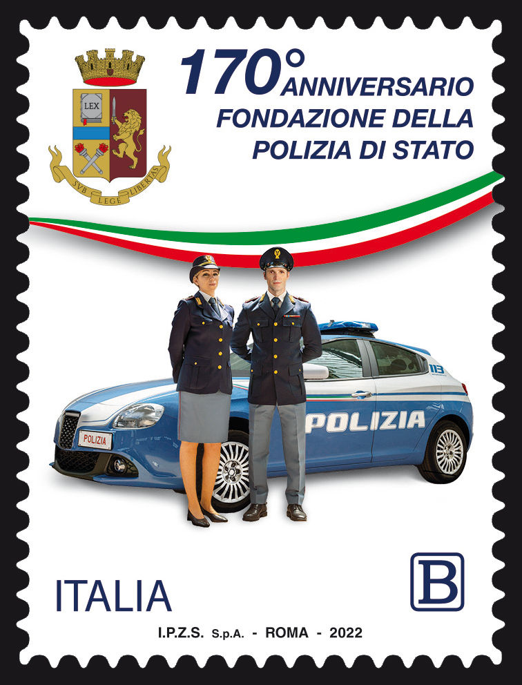 Sono 300.000 i francobolli di tariffa B che Poste Italiane hanno dedicato alla Polizia di Stato