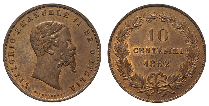 10 centesimi collo lungo esperimento moneta zecca regno d'italia rarità numismatica progetto monetale eccezionale vittorio emanuele