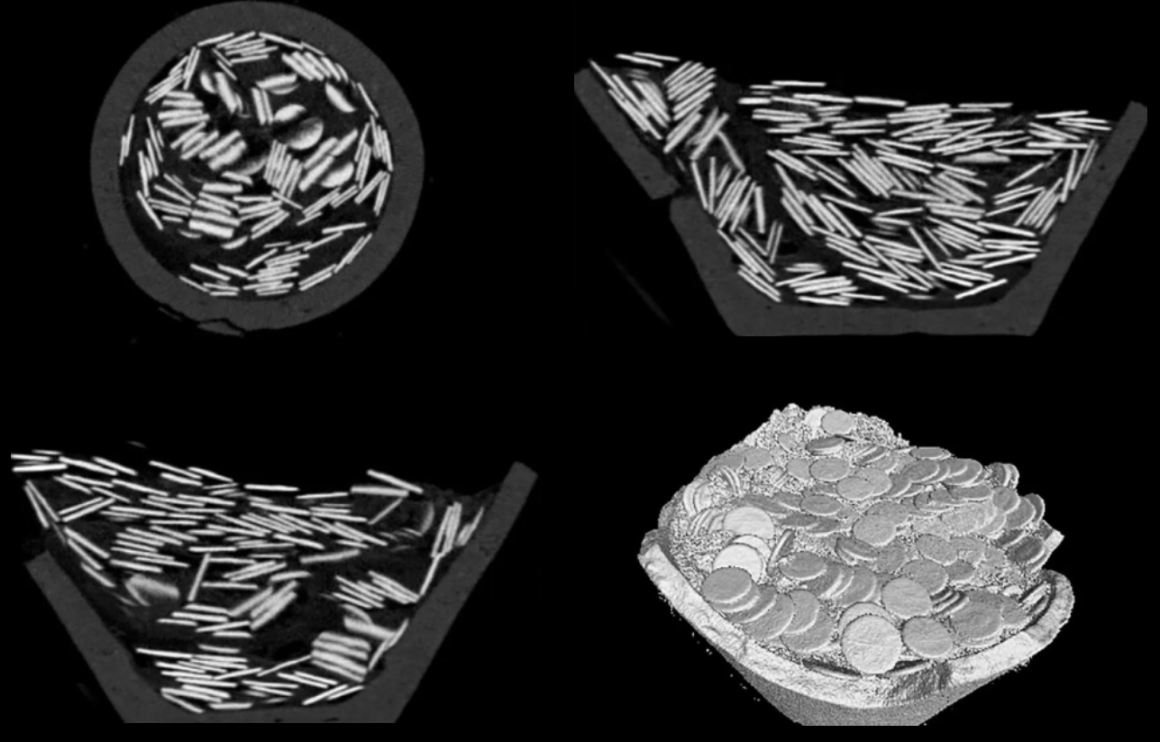 Le curiose immagini della tomografia computerizzata alla quale è stato sottoposto il contenitore in ceramica con le monete ritrovate nel Cantone di Basilea, in Svizzera