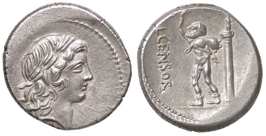 Il bel denario repubblicano su cui il satiro Marsia appare, alcuni decenni prima della coniazione a nome di Ottaviano Augusto