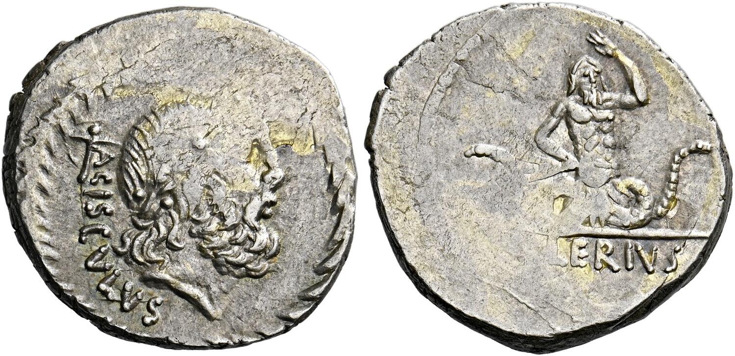 Il denario a nome di L. Valerius Acisculus fu probabilmente ritirato dalla circolazione con l'assassinio di Cesare: per questo i pochi esemplari sopravvissuti sono in bassa conservazione