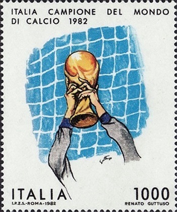 Fu il maestro Renato Guttuso a disegnare il francobollo da 1000 lire per l'Italia campione del mondo 1982