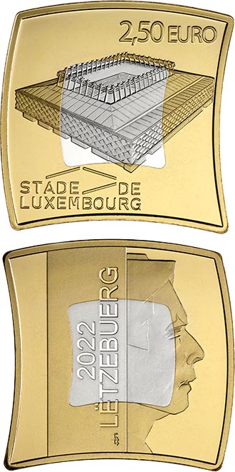 Lo Stade de Luxembourg sulla moneta bimetallica da 2,50 euro da poco emessa dal Granducato