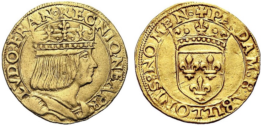 Un esemplare del rarissimo ducato in oro coniato a Napoli a nome di Luigi XII di Francia e al cui rovescio si inneggia alla cancellazione del nome di Babilonia