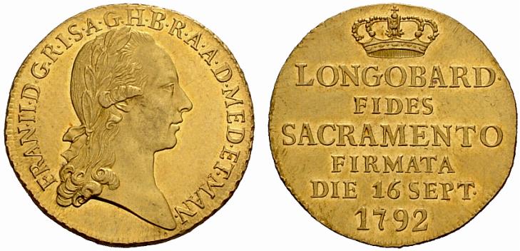 E' moneta a tutti gli effetti anche il doppio zecchino "del giuramento" emesso dalla zecca di Milano nel 1792, con l'inizio del periodo di regno di Francesco II