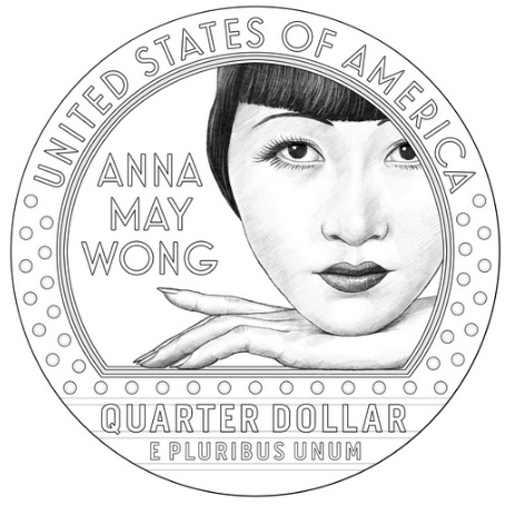 Il bozzetto, diramato dalla US Mint, della moneta per l'attrice sino americana 