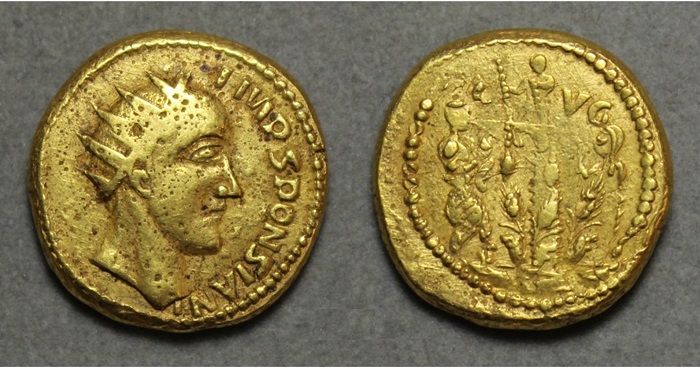 Uno degli aurei di Sponsiano rinvenuti in Transilvania nel 1713: queste monete sono state per secoli ritenute false e quel personaggio un'invenzione successiva, ma nuove indagini hanno svelato una verità ben diversa