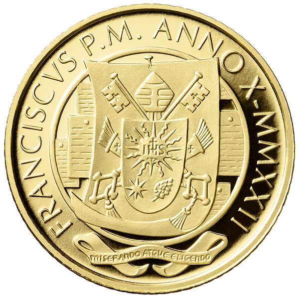 I "manifesti" di Francesco di Sales, formidabile mezzo di catechesi nell'Europa del XVII secolo, sembrano quasi sostenere lo stemma di papa Francesco sulla moneta