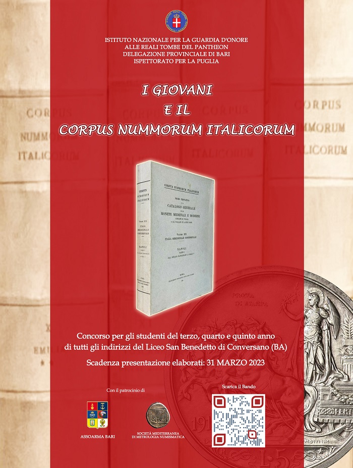 La locandina del concorso per i giovani dedicato alla riscoperta dei "CNI" come fonte storica e documentaria: peccato sia limitato al solo Liceo "San Benedetto" di Conversano (Bari)