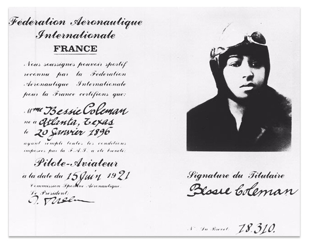 Il brevetto di "pilote-aviateur" internazionale conseguito da Bessie Coleman in Francia il 15 giugno del 1921: una data storica per lei, per l'aviazione e per l'emancipazione delle donne afroamericane