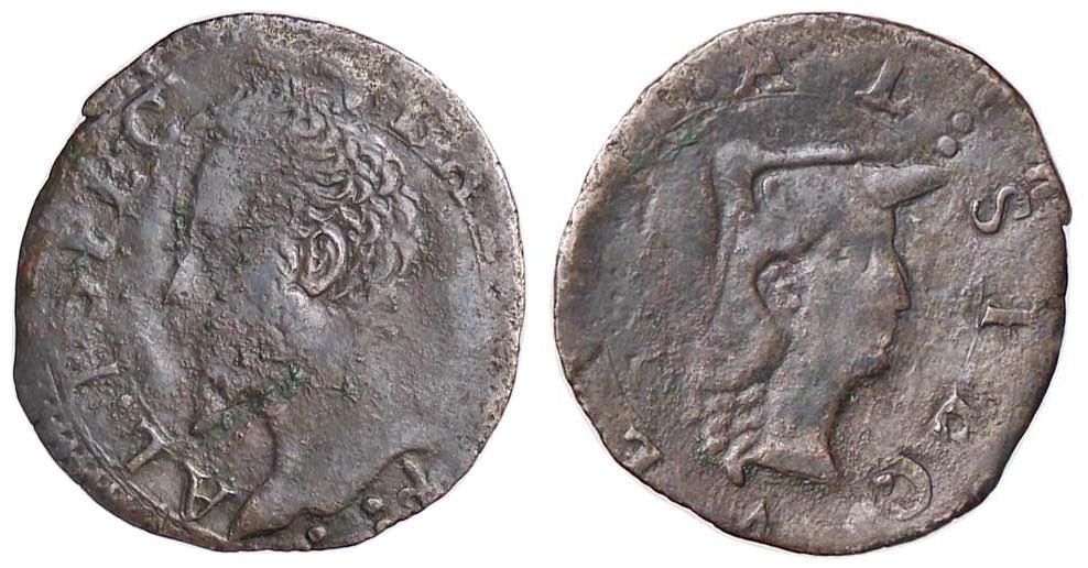Sul secondo tipo di parpagliola, Alessandro Farnese appare barbuto, già uomo maturo, a evidenziare una continuità nel suo ispirarsi alle doti militari del sovrano macedone dell'età classica