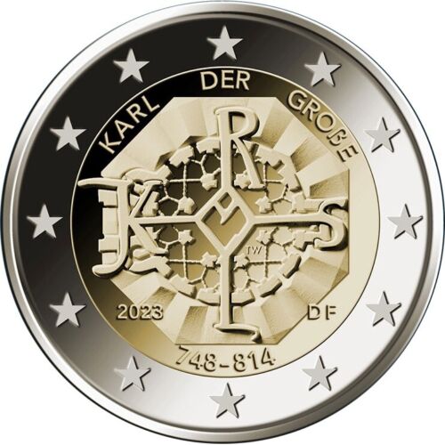 La seconda 2 euro di Germania del 2023, con emissione a fine amrzo, è dedicata ai 1275 anni dalla nascita di Carlo Magno, re dei Franchi e imperatore dei Romani
