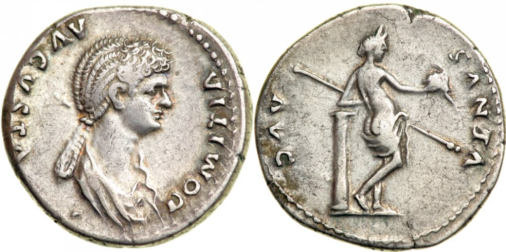Risale al periodo 81-96 d.C. questo interessante esemplare di cistoforo con ritratto di Domizia, moglie dell'imperatore Domiziano, e che al rovescio raffigura Venere