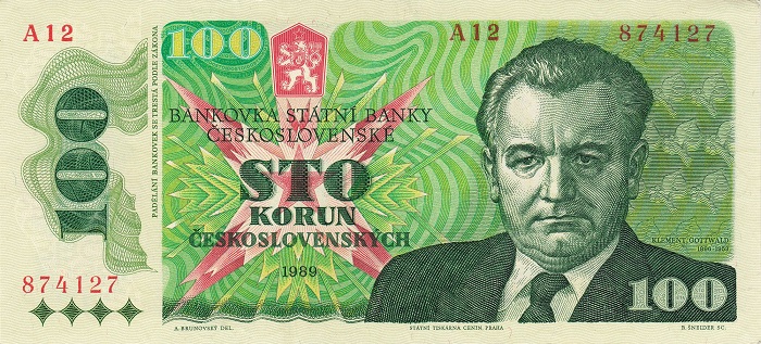 Pochi mesi prima del crollo del Muro di Berlino, la Banca nazionale cecoslovacca emette una banconota da 100 corone col ritratto di Klement Gottwald: sarà uno dei biglietti meno amati della storia