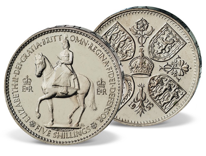 Una sola moneta commemorativa, per di più in metallo non prezioso, celebrò nel 1953 l'incoronazione di Elisabetta II: era una mezza corona in cupronichel, elegante e sobria
