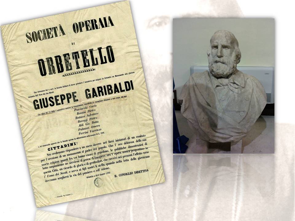 Fig. 6: bando per la sottoscrizione del monumento a Garibaldi (per gentile concessione G. Damiani) | Fig. 7: busto dell'eroe (per gentile concessione M. Regina)