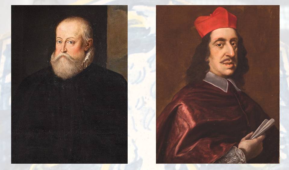 A sinistra Alfonso II d'Este, ultimo duca di Ferrara; a destra il potente cardinale Leopoldo de' Medici
