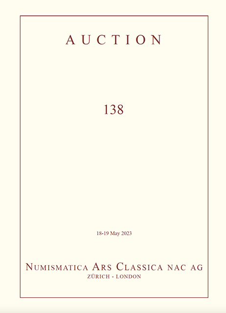La copertina del catalogo NAC Numismatica Ars Classica del 18-19 maggio contenente il "Panticapeum Stater" che ha realizzato 6 milioni di dollari