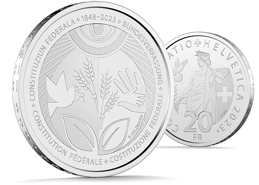 20 franchi argento costituzione federale elvetica