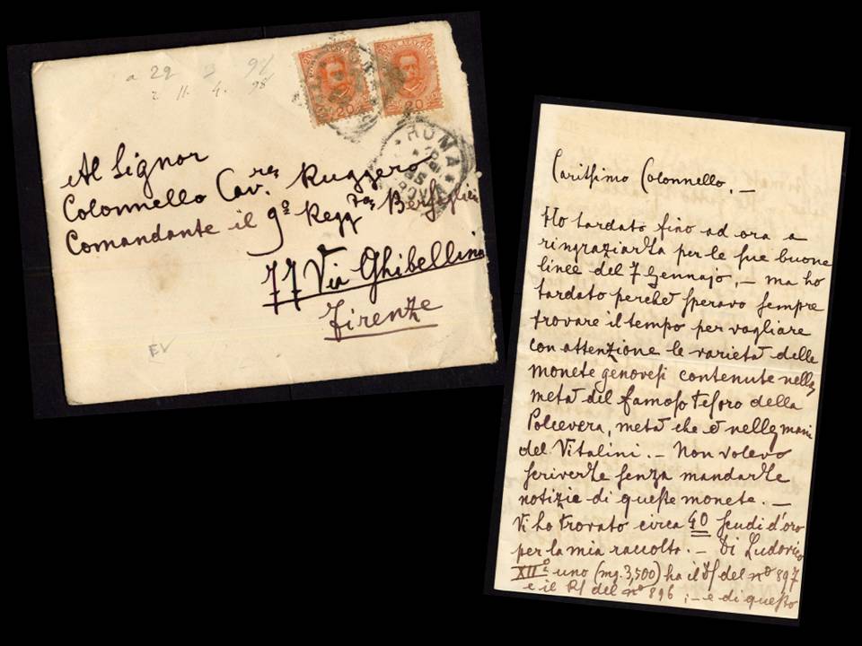 Lettera autografa di Vittorio Emanuele, ancora principe di Napoli, al colonnello Giuseppe Ruggero