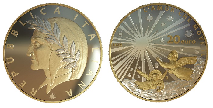 dante alighieri paradiso divina commedia monete euro oro argento ipzs