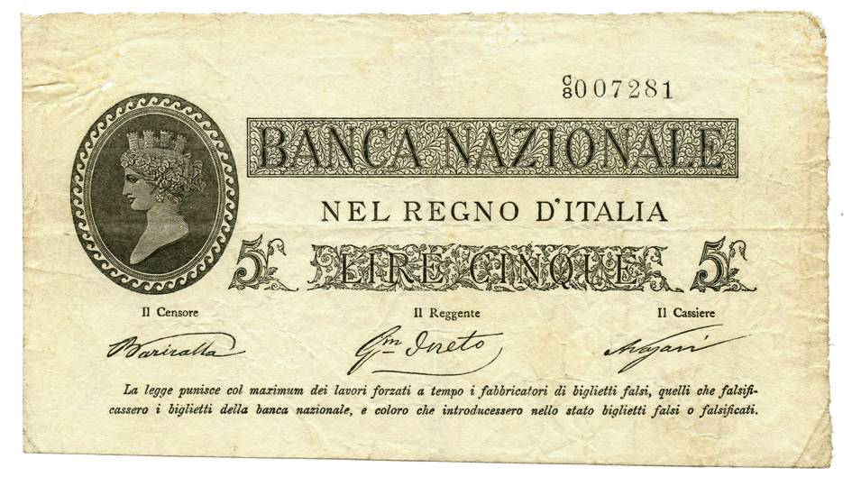 biglietti fiduciari monete banconote vaglia fedi di credito lire numismatica