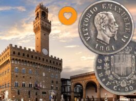 moneta del cuore mezza lira firenze 1861 savoia italia unia