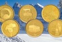 olimpiadi italiane monete oro cortina roma torino fiaccola cinque cerchi
