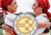 2 euro croazia moneta unica festa gioia bandiera