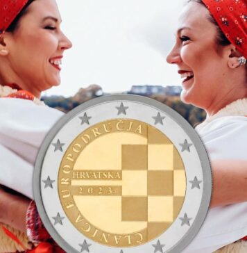 2 euro croazia moneta unica festa gioia bandiera