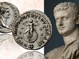 figlio bambino domiziano imperatore roma domizia augusta denario moneta giove stelle