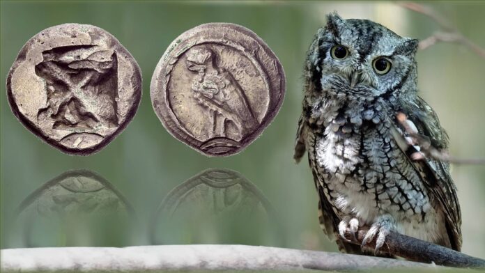 atene, corinto, moneta, argento, tetradramma, didramma, civetta, ulivo, quadrato