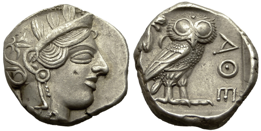 atene, corinto, moneta, argento, tetradramma, didramma, civetta, ulivo, quadrato