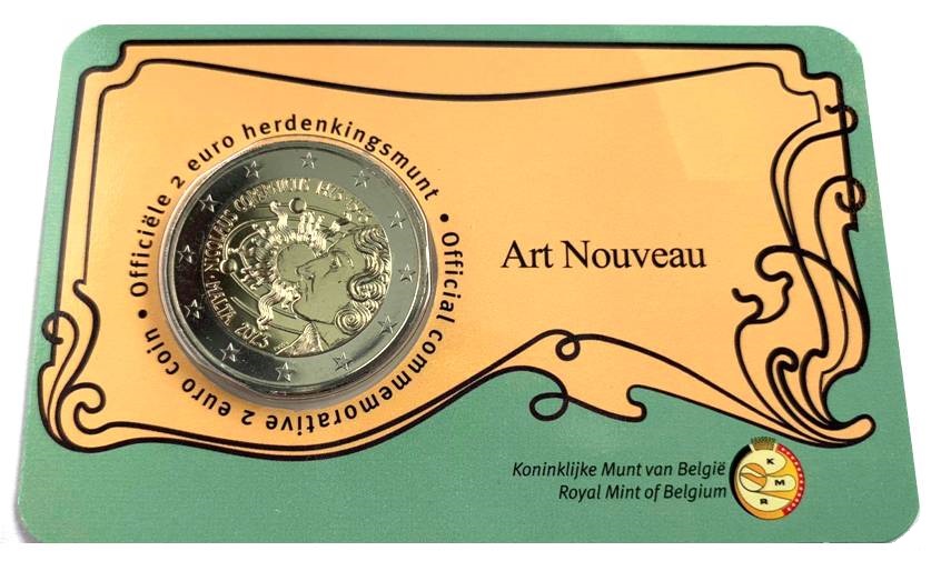 due euro moneta bimetallica malta belgio copernico art nouveau speculazione