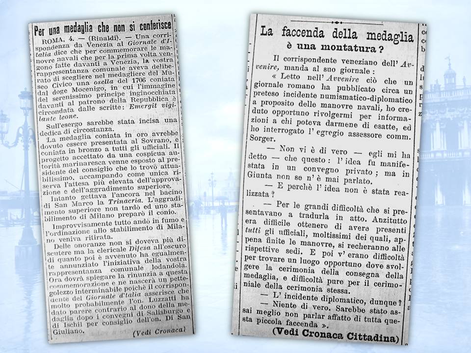 manovre navali regia marina venzia 1910 osella medaglia comune mistero giallo