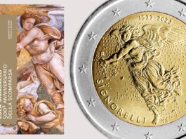 signorelli michelangelo raffaello arte pittura italia rinascimento 2 euro san marino moneta marta bonifacio