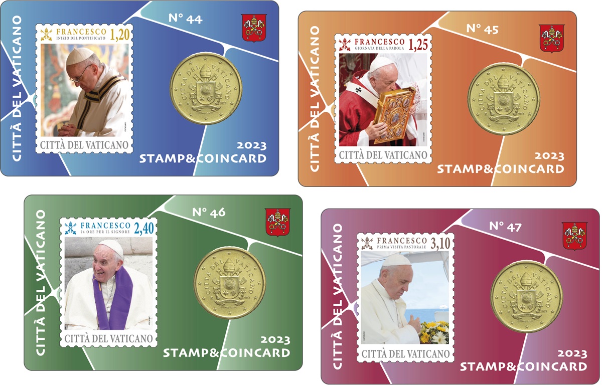 filatelia e numismatica vaticano monete francobolli papa francesco perugino 2 euro