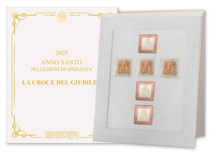 croce del giubileo papa francesco bergoglio pellegrini di speranza fede solidarietà moneta 10 euro proof aregnto rame ipzs