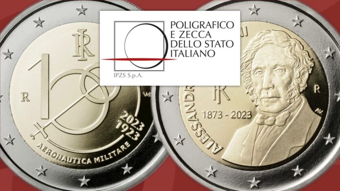 divisionale proof 2023 italia ipzs 2 euro manzoni aeronautica militare