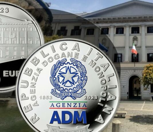 moneta 5 euro agenzia dogane monopoli ipzs argento