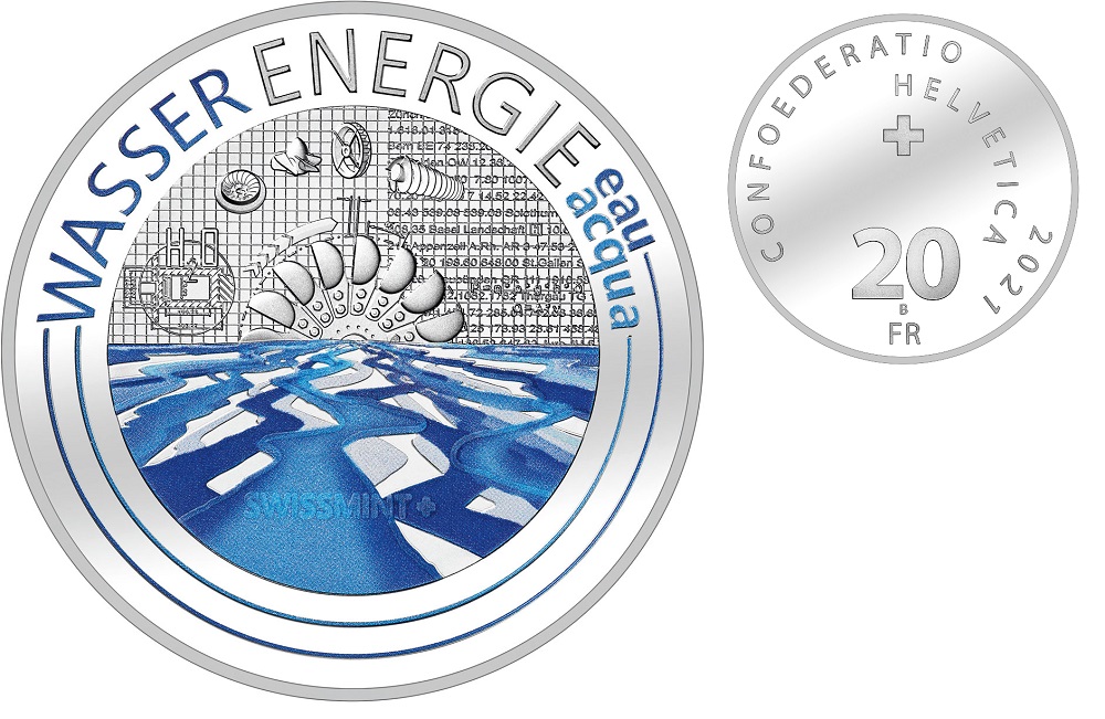 moneta svizzera energia eolica idroelettrica fotovoltaica ecologia ambiente argento colori