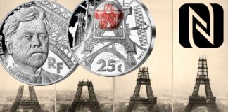 moneta gustave eiffel centenario torre ponte statua della libertà acciaio nfc blockchain